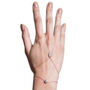 Amorium Rose Gold Plated .925 Sterling Silver Hand Chain Harness Pave